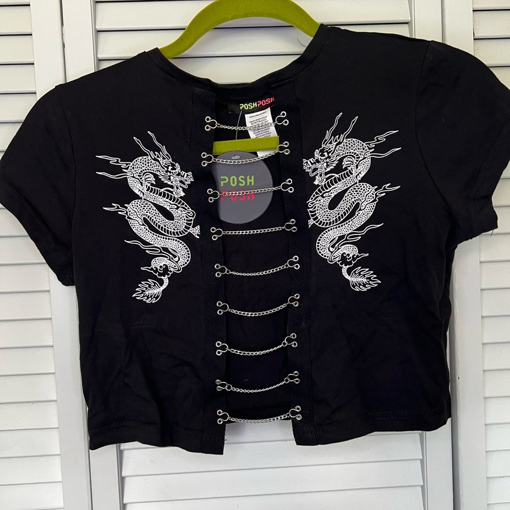 Brand new chained dragon crop top
